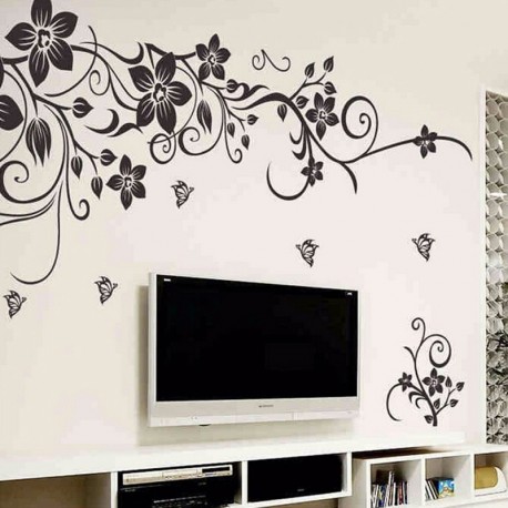 Sienos lipdukas Black Flower