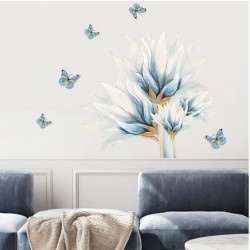 Sienos lipdukas Blue Butterfly Flower